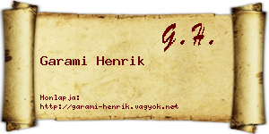 Garami Henrik névjegykártya